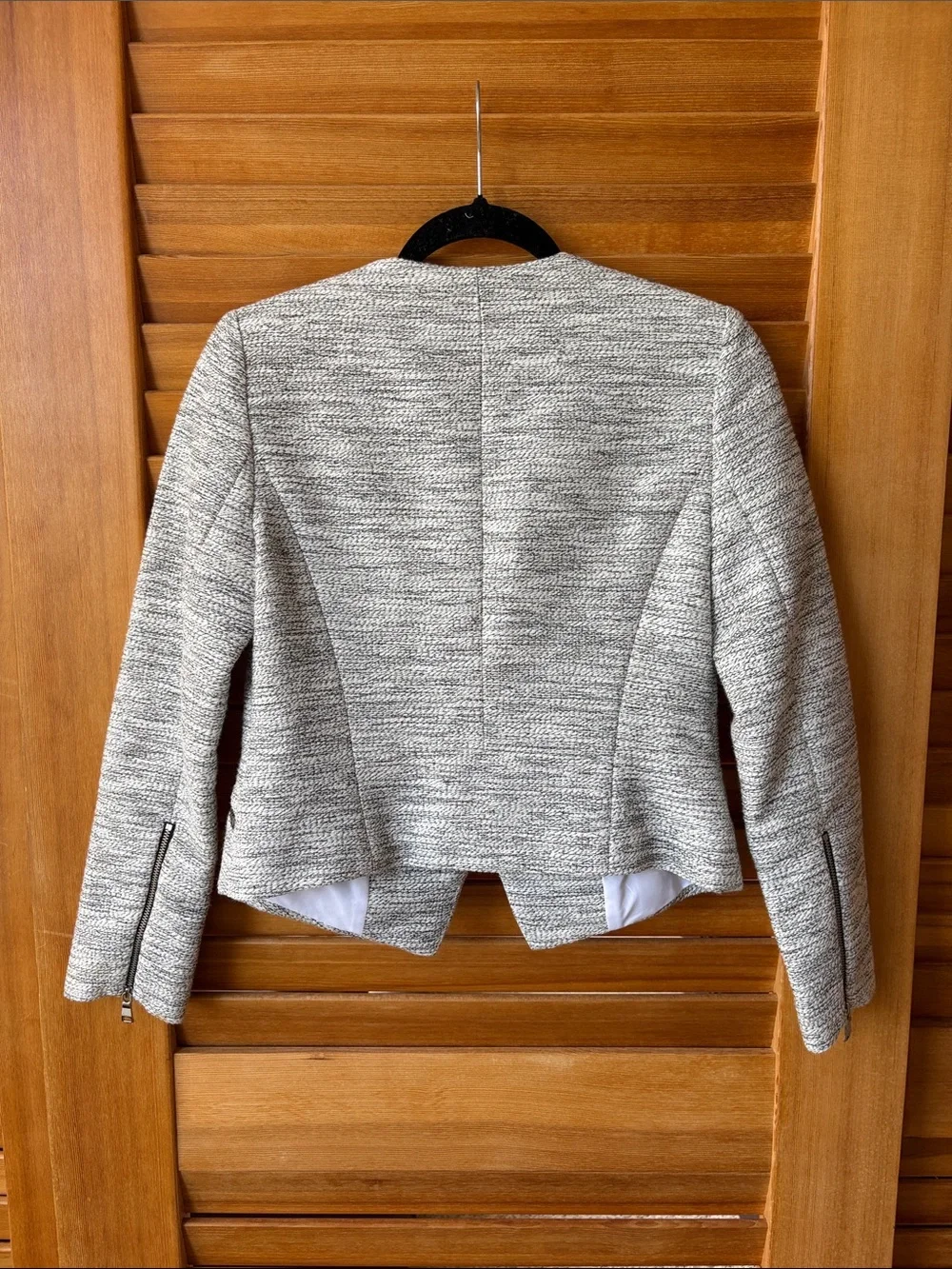Banana Republic Gray Tweed Asymmetric Zip Blazer - Picture 6 of 7